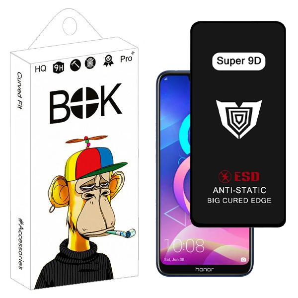 محافظ صفحه نمایش بوک مدل Super 9D Guard مناسب برای گوشی موبایل آنر 8c