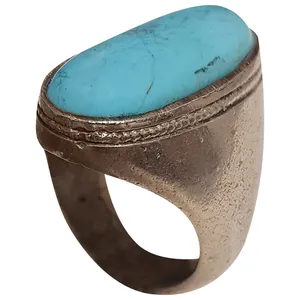 انگشتر نقره مردانه مدل فیروزه تبتی FT218280