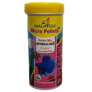 غذای ماهی مالزی مدل میکرو پلت میکس اسپرولینا کالر حجم ۲۸۰ میلی لیتر