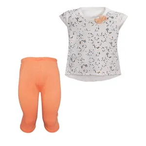 ست تی شرت آستین کوتاه و شلوارک دخترانه مدل پاپیون کد 111