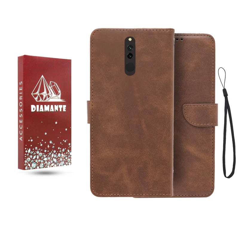 کیف کلاسوری دیامانته مدل جاکارتی بنددار مناسب برای گوشی موبایل شیائومی Redmi 8 به همراه بند آویز