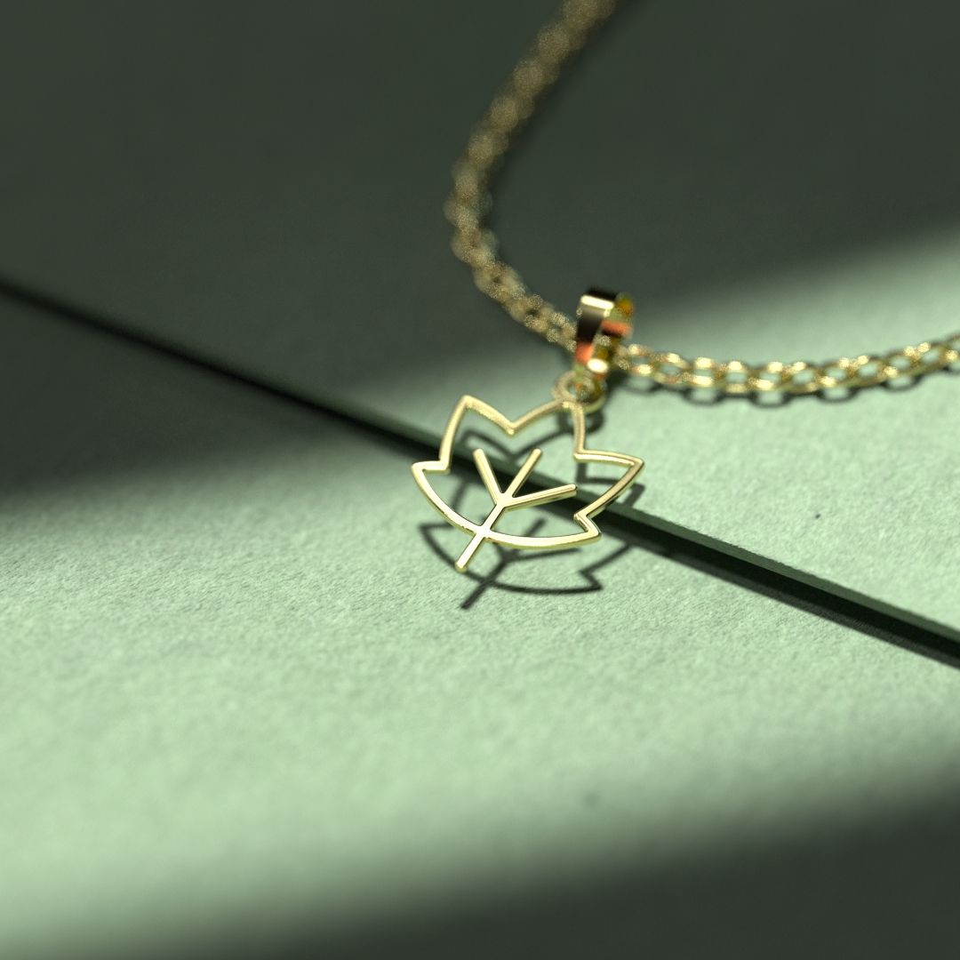 گردنبند طلا 18 عیار زنانه مدوپد مدل برگ کد L2-1-1300 -  - 3