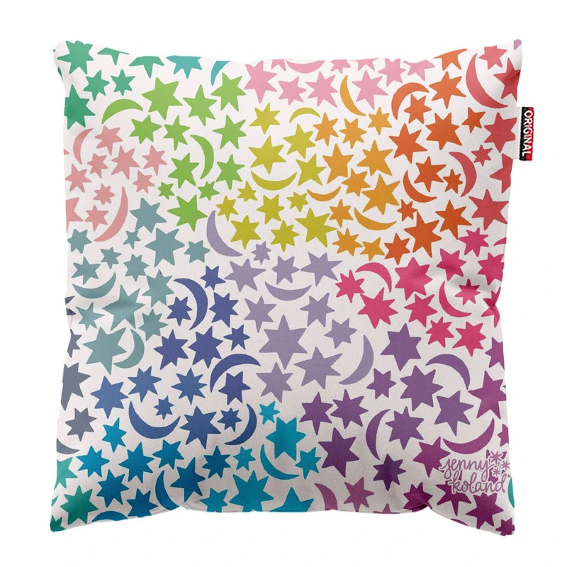 کوسن پاد آفرین طرح ماه و ستاره رنگی سایز 30*30 سانتی متر کد 640