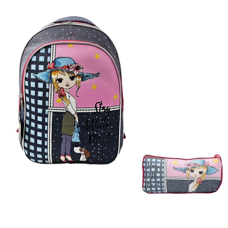 کوله پشتی سیی مدل پرنسس و هاپو کد 2144.2 به همراه جامدادی