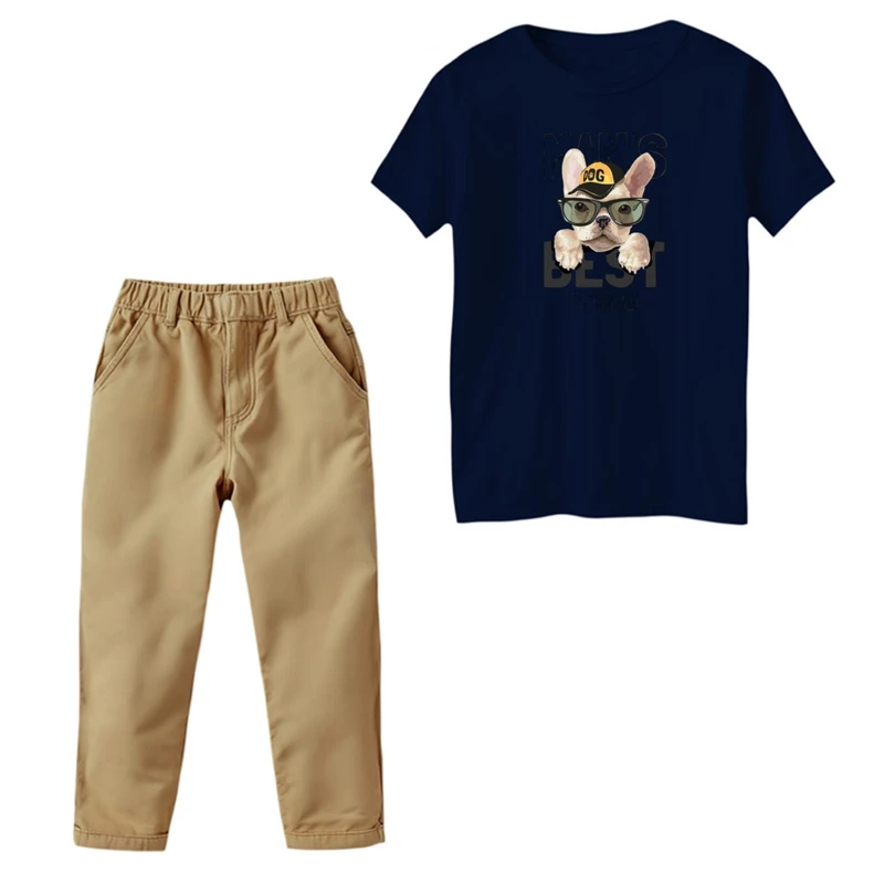 ست تی‌شرت و شلوار پسرانه مدل سگ عینکی
