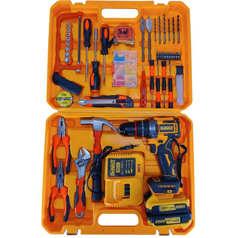 مجموعه 100 عددی دریل چکشی شارژی مدل DW - 88VF مجموعه 100 عددی دریل چکشی شارژی مدل DW - 88VF