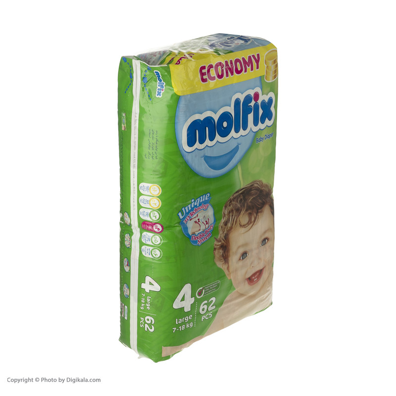 پوشک مولفیکس سایز 4 بسته 62 عددی