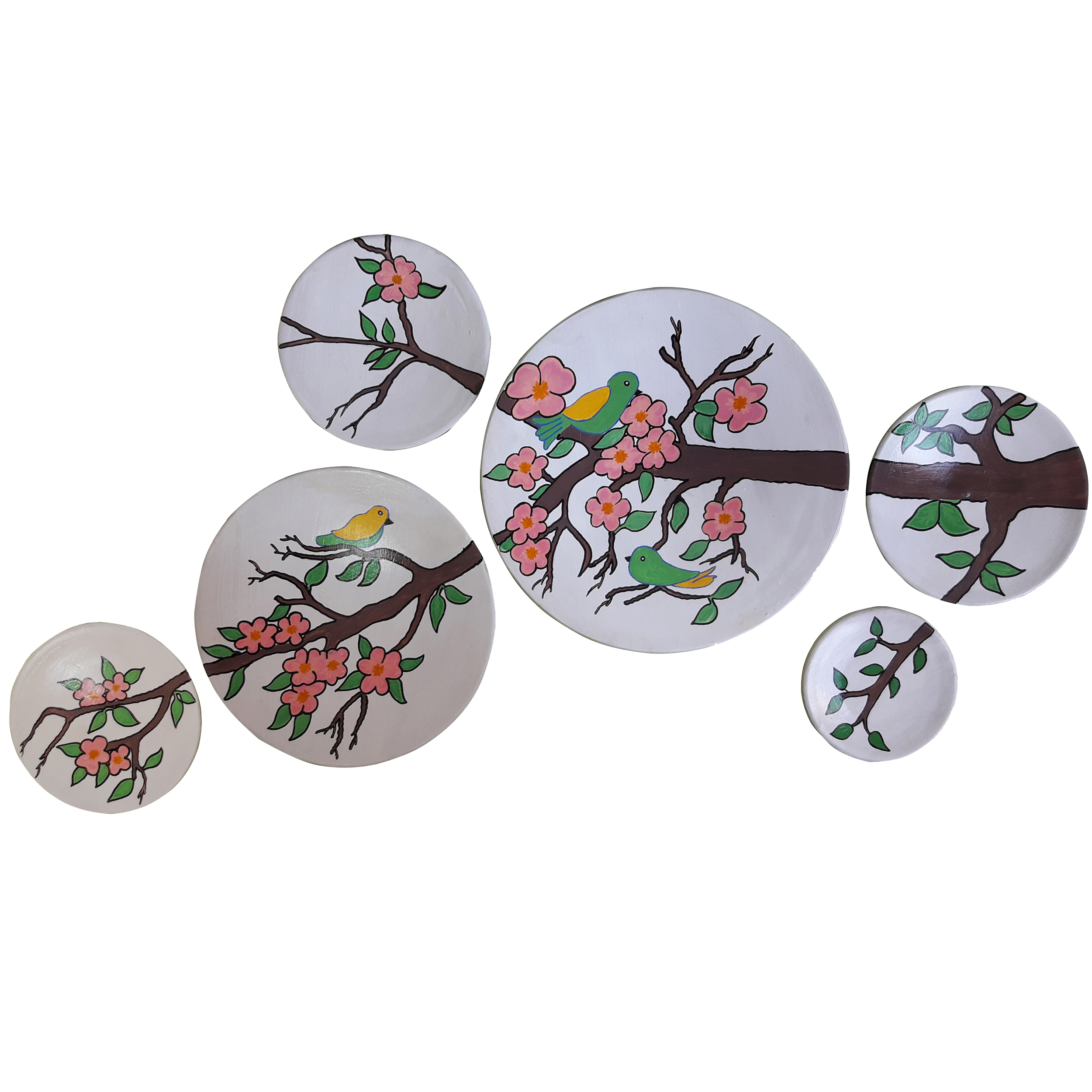 بشقاب دیوارکوب سفالی کد AG101 مجموعه 6 عددی