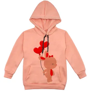 هودی دخترانه مدل خرگوش و بادکنک F129 رنگ گلبهی