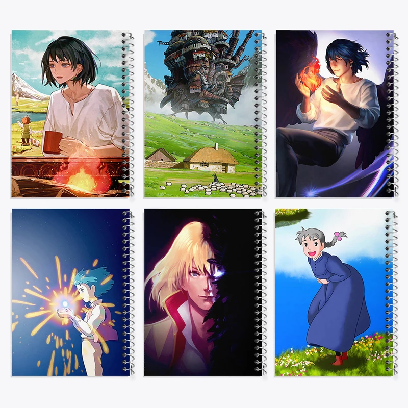 دفتر مشق 100 برگ خندالو طرح انیمه قلعه متحرک هاول کد 752 مجموعه 6 عددی