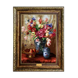 تابلو فرش ماشینی نقش نگار رضوی طرح گل کد 432H