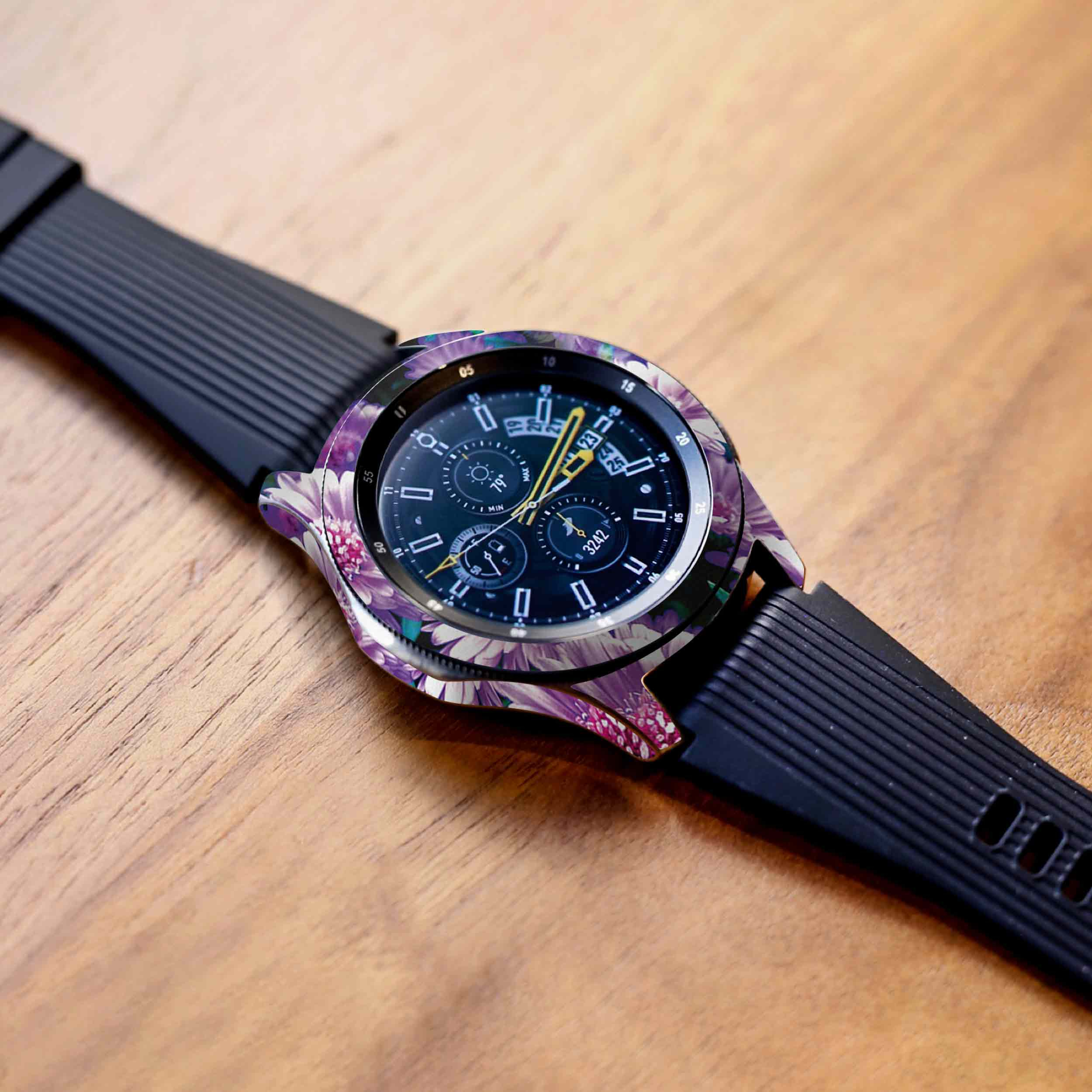 برچسب ماهوت طرح Purple-Flower مناسب برای ساعت هوشمند سامسونگ Galaxy Watch 46mm