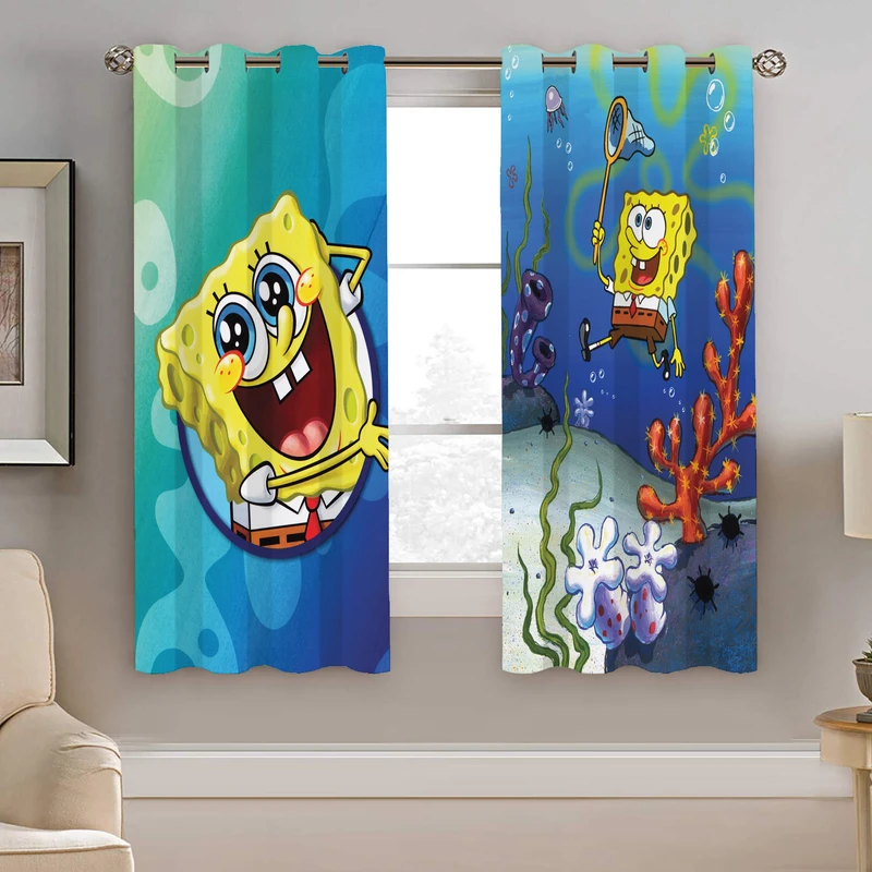 پرده نیروانا طرح باب اسفنجی مدل هازان کد 8498 سایز 140×200 سانتی متر