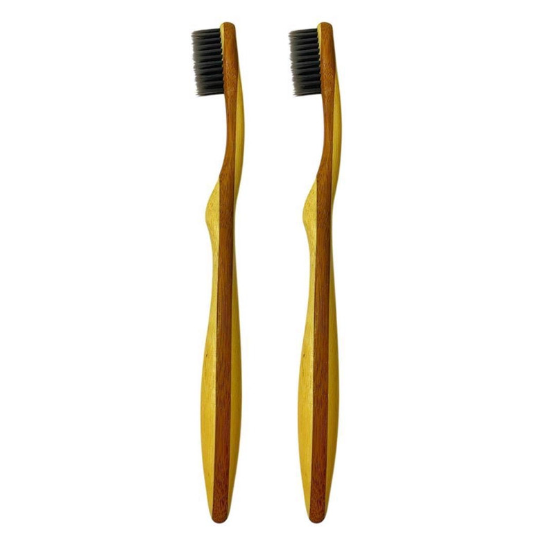 مسواک بامبو مدل چوبی با برس نرم مجموعه 2 عددی
