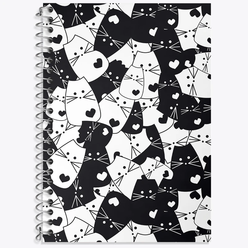 دفتر زبان 50 برگ خندالو مدل سه خط طرح پترن گربه کد N402