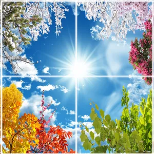  تایل سقفی آسمان مجازی طرح آسمان و فصلها کد ST 2278-4 سایز 60x60 سانتی متر مجموعه 4 عددی