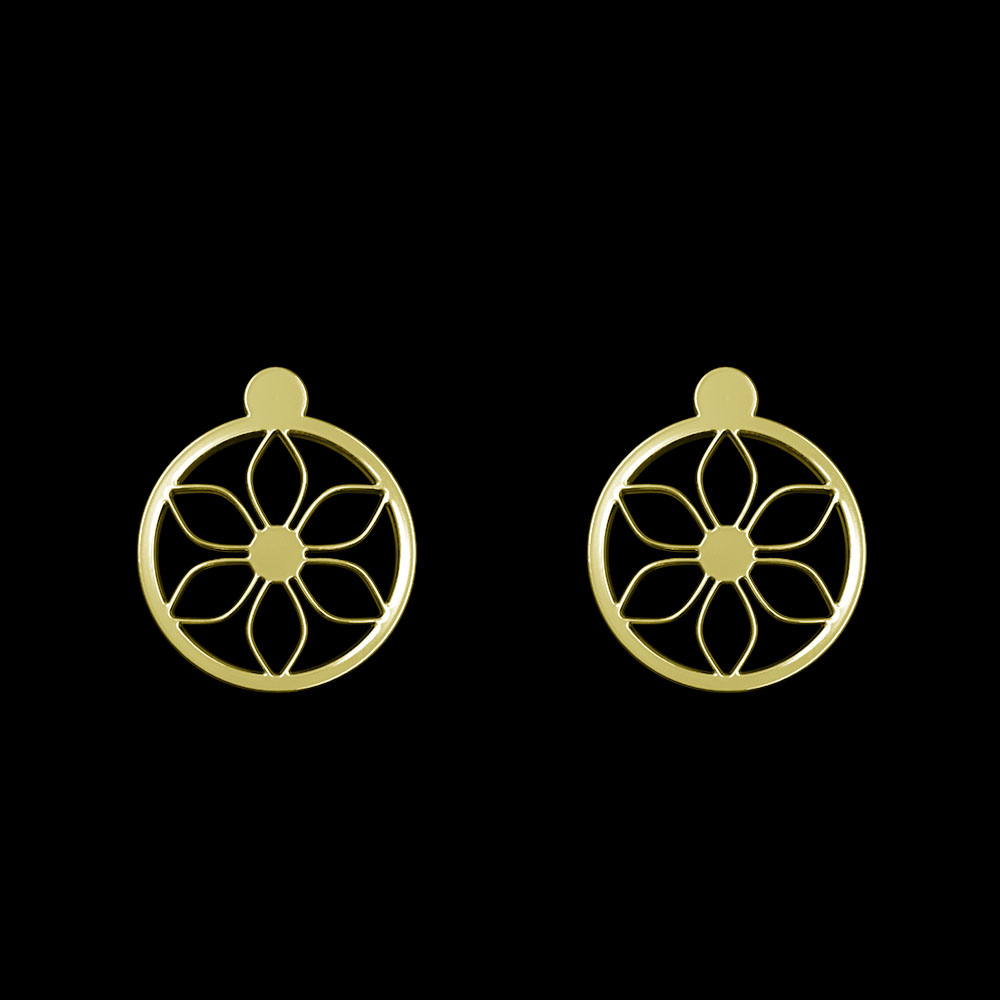 گوشواره طلا 18 عیار زنانه مدوپد مدل گل کد GA1-11005