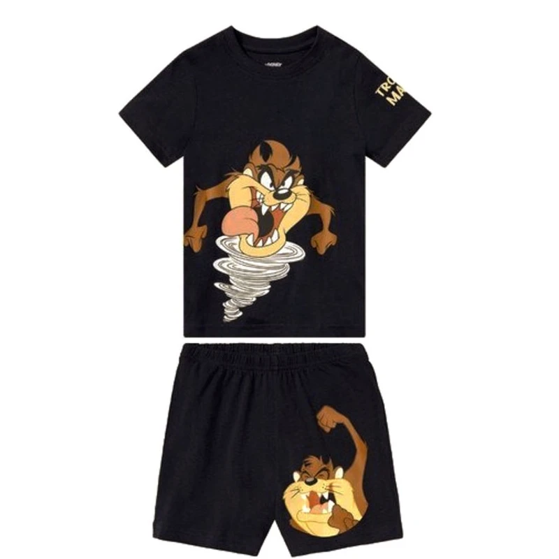 ست تی شرت و شلوارک آستین کوتاه راحتی پسرانه لونی تونز مدل sht/098