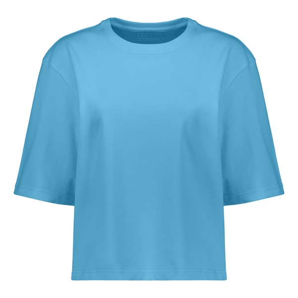 کراپ‌ تی‌شرت آستین کوتاه زنانه ایزی دو مدل 993015 رنگ آبی