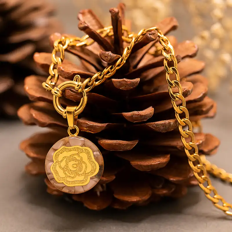 گردنبند زنانه مارک گلد مدل گل رز کد GN3065