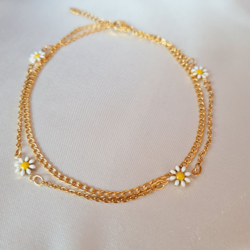 پابند زنانه استینلس استیل مدل بابونه دولاین