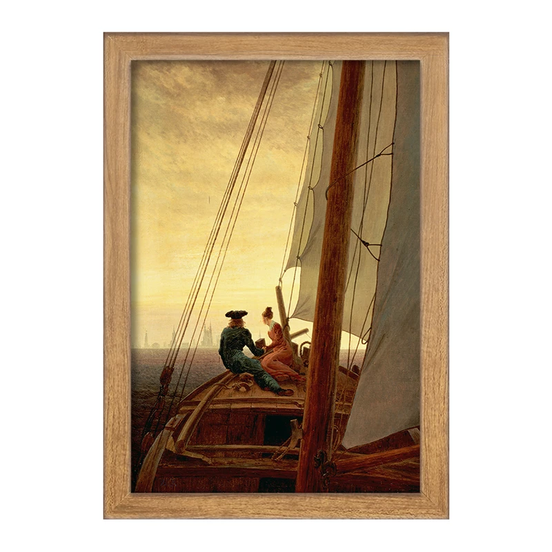 تابلو خندالو مدل نقاشی سوار بر قایق بادبانی اثر کاسپار دیوید فردریش کد F12497