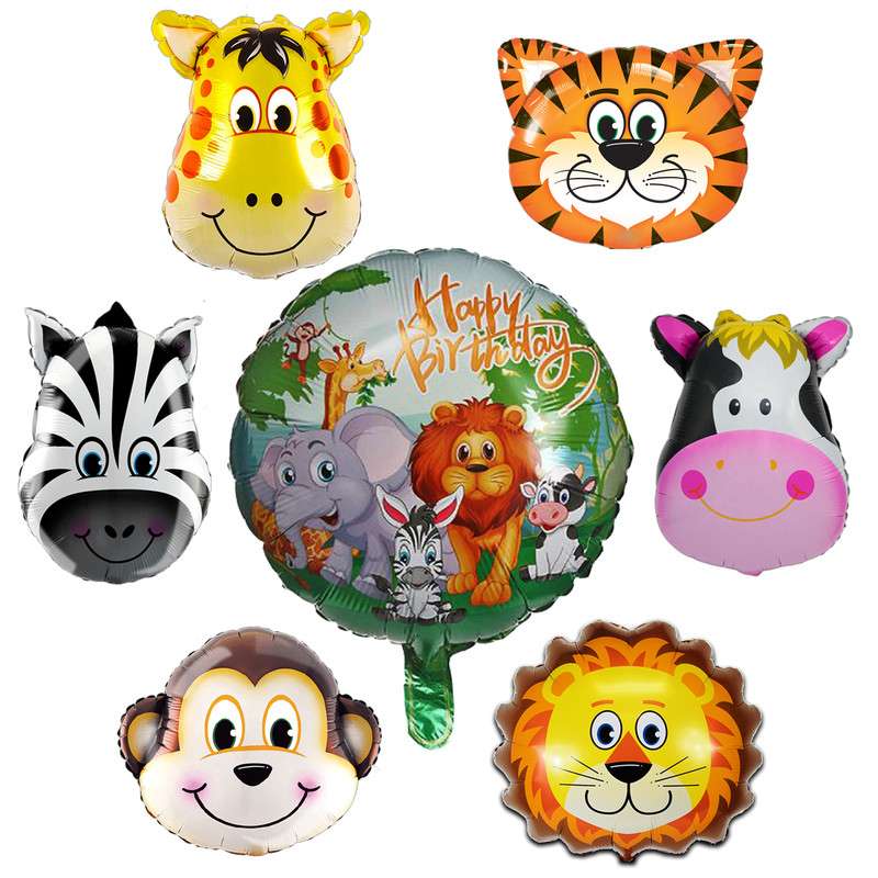 بادکنک فویلی مدل سر حیوان های جنگل و دوستان کد DB20 مجموعه 7 عددی