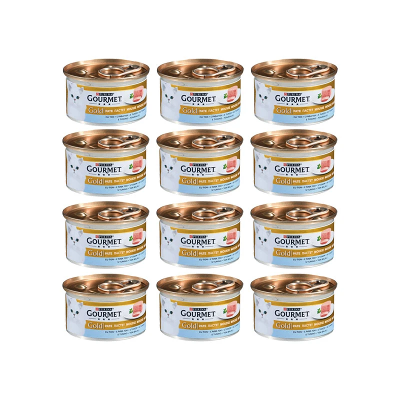 کنسرو غذای گربه گورمت مدل سفارش ترکیه بافت پته با طعم ماهی تن بسته 12 عددی