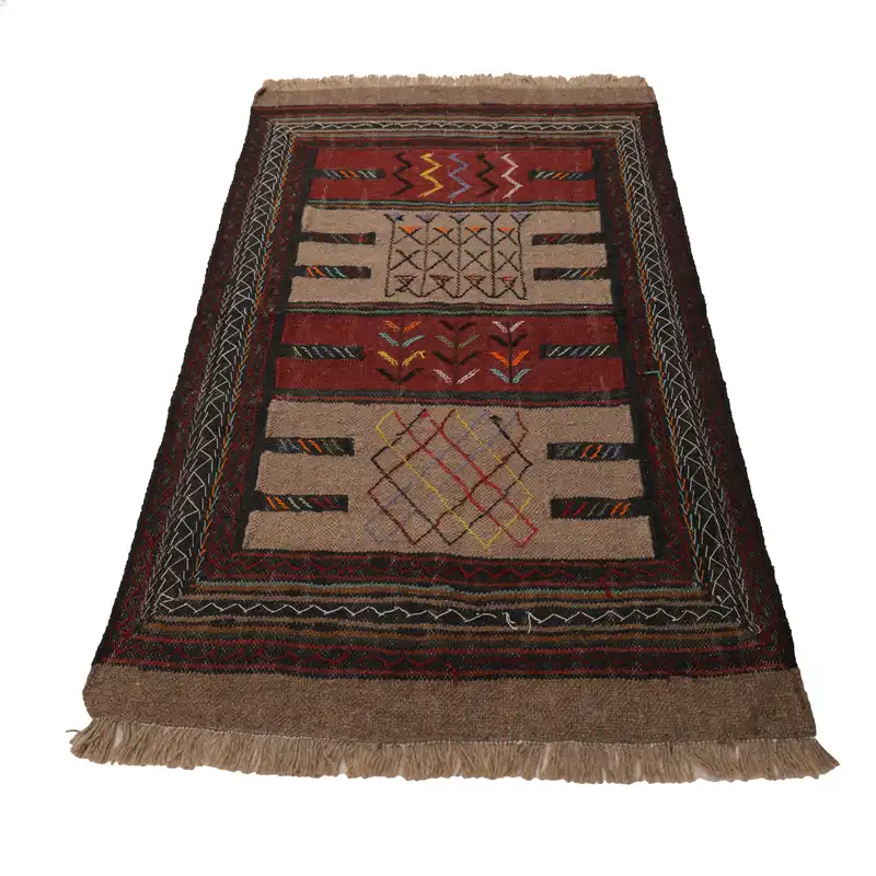 گلیم دستبافت نیم متری مدل سفره کردی کد 4010983