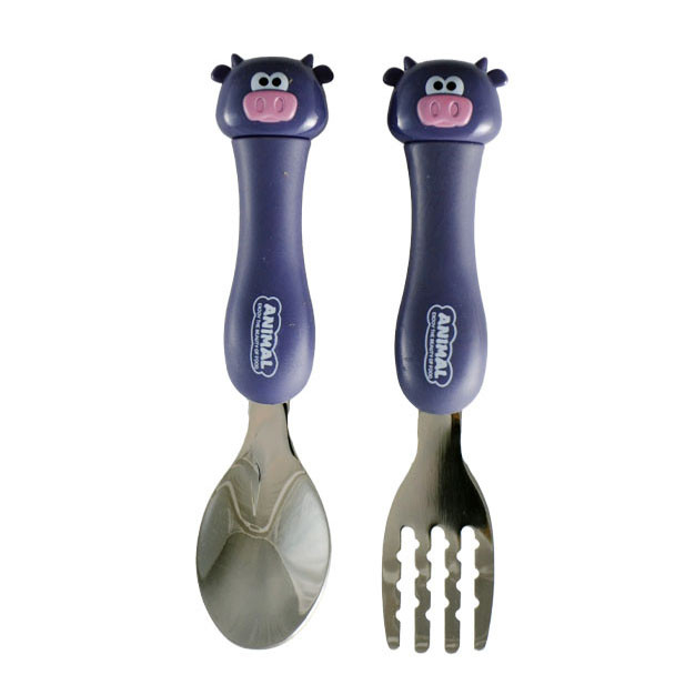 قاشق و چنگال کودک مدل عروسکی طرح گاو
