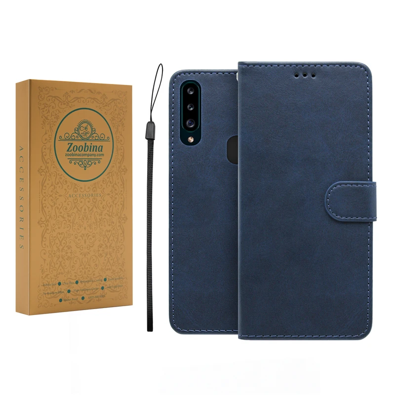 کیف کلاسوری زوبینا مدل Camel مناسب برای گوشی موبایل سامسونگ Galaxy A20s به همراه بند