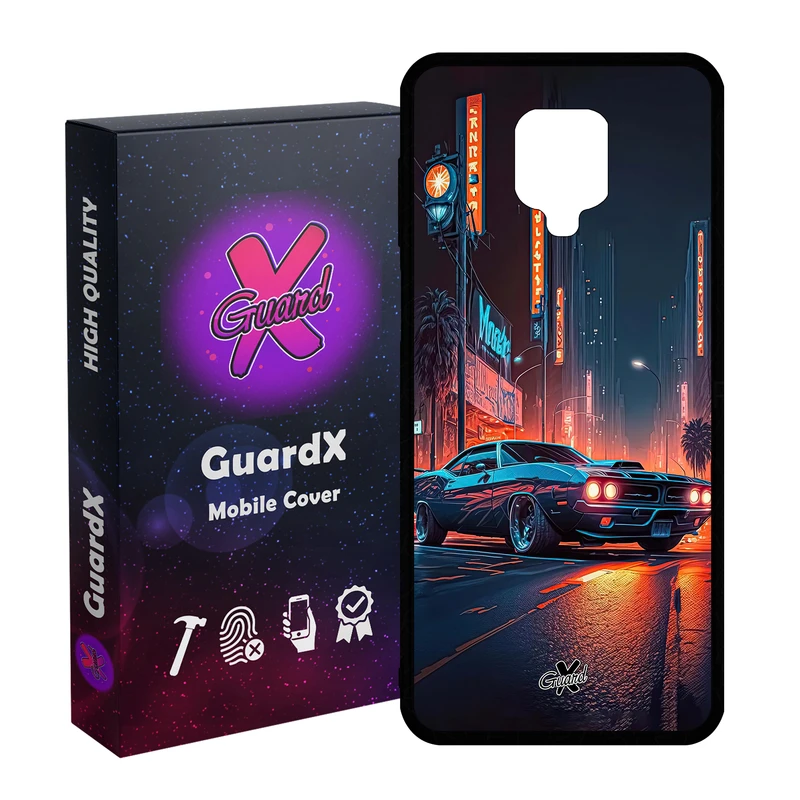 کاور گارد ایکس طرح ماشین مدل Glass10609 مناسب برای گوشی موبایل شیائومی Redmi Note9 Pro/Note 9 Pro Max/Redmi Note 9S/MI Poco M2 Pro