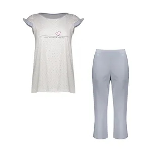 ست تی شرت آستین کوتاه و شلوارک زنانه ناربن مدل 1521697-3233 رنگ طوسی روشن