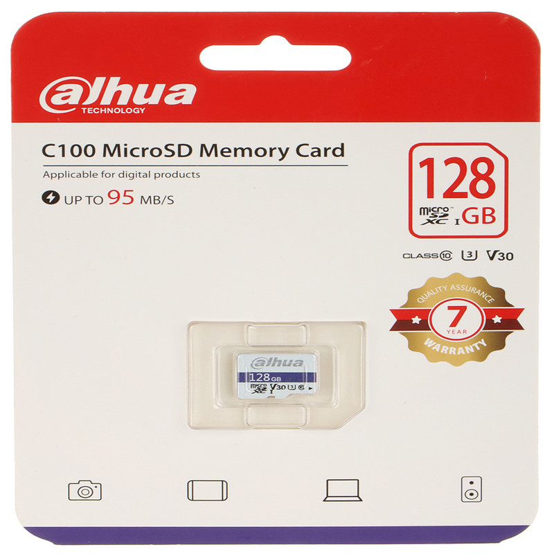 کارت حافظه MICROSD داهوا مدل C100 کلاس U3-10 سرعت 95MB/S ظرفیت 128 گیگابایت