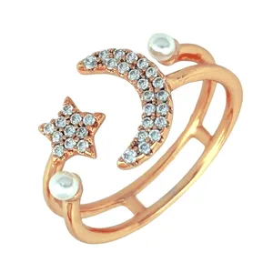 انگشتر زنانه ژوپینگ مدل ماه و ستاره مروارید کد R4345