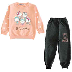 ست سویشرت و شلوار دخترانه مدل گربه رنگ گلبهی