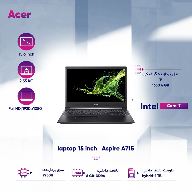 لپ تاپ 15 اینچی ایسر مدل Aspire A715 لپ تاپ 15 اینچی ایسر مدل Aspire A715