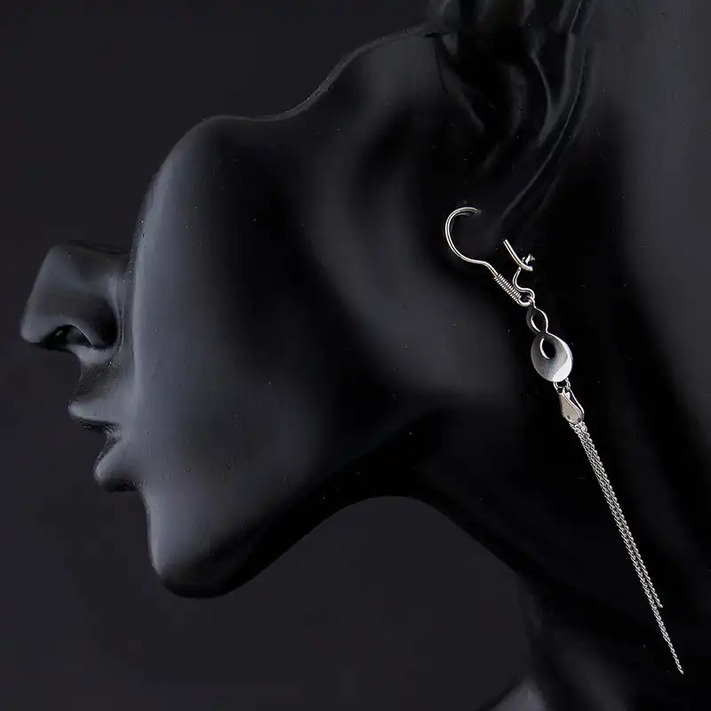گوشواره نقره زنانه بازرگانی میلادی مدل اویزی مدرن مینیمال ابکاری رادیوم کد GZN_370