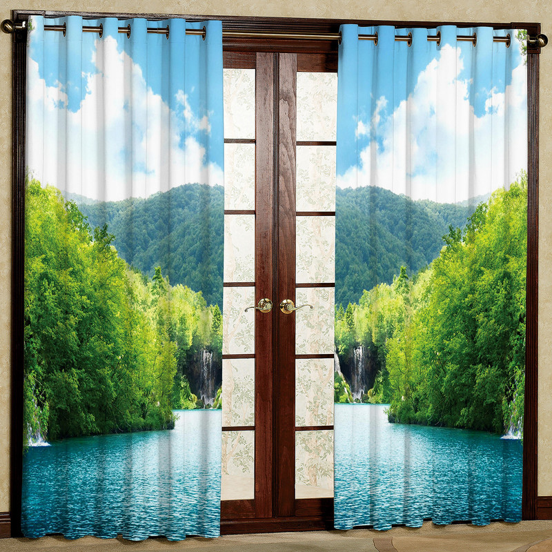 پرده مدل منظره هازان پانچی کد 1207 سایز 140x200 سانتی متر
