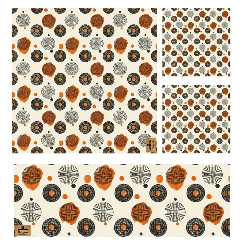 ست رومیزی مخمل 4 تیکه برند رومیزی باز مدل انتزاعی مدرن کد 11062