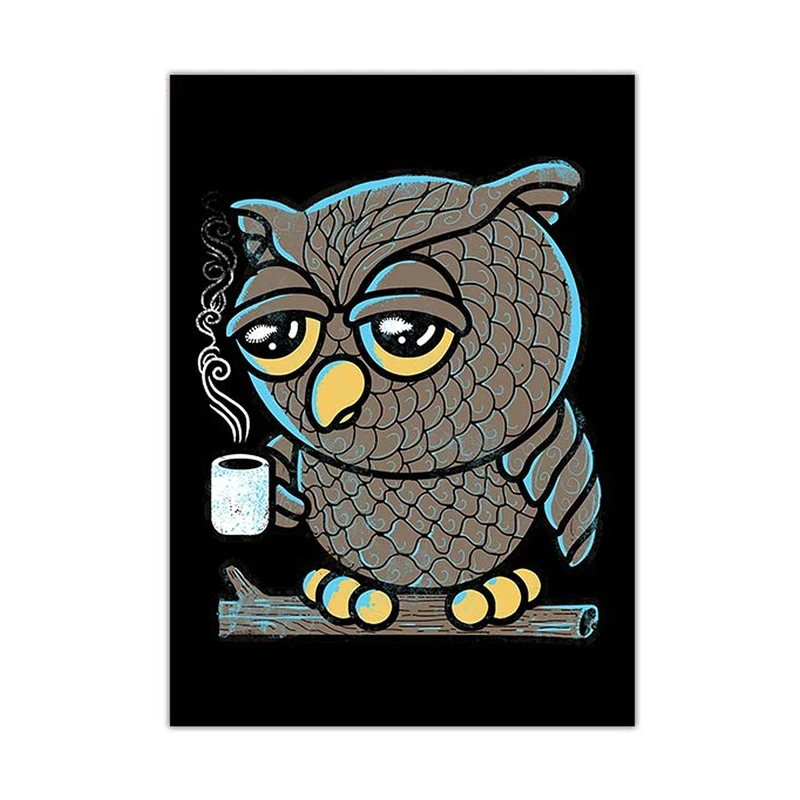 تابلوی ونسونی طرح Owl I want is Coffee سایز 50x70