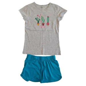 ست تی شرت آستین کوتاه و شلوارک دخترانه مدل 32144