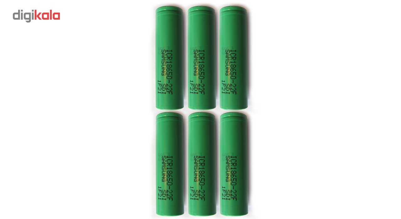 باتری لیتیم یون سامسونگ قابل شارژ مدلICR18650-22F ظرفیت 2200 میلی آمپر بسته 6 تایی