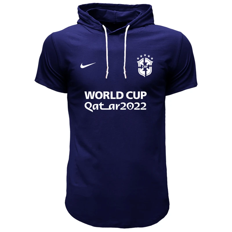 تی شرت کلاه دار آستین کوتاه مردانه مدل 1401117 طرح جام جهانی