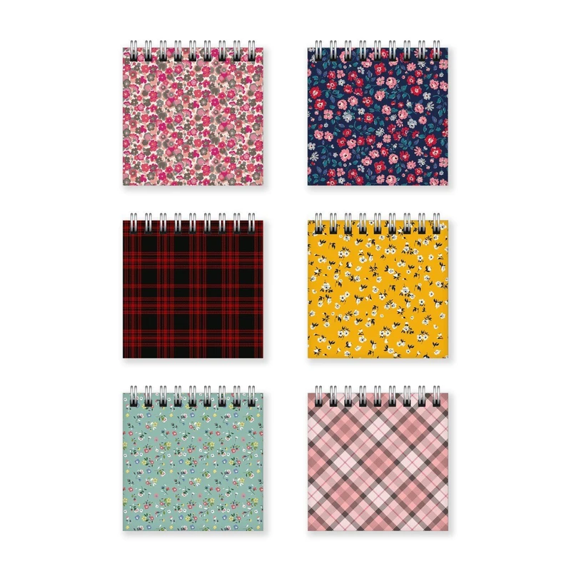 دفترچه یادداشت طرح گلگلی و چارخونه کد 48872936 مجموعه 6 عددی