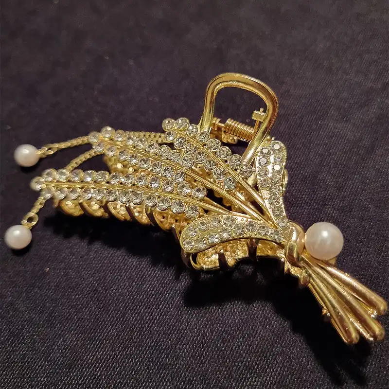 کلیپس مو زنانه مدل فلزی طرح گندم