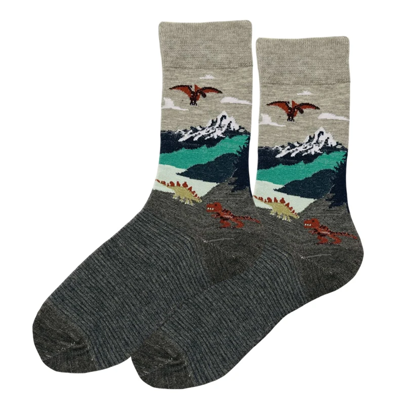 جوراب ساق بلند زنانه ال سون مدل جنگل ژوراسیک کد PH1070