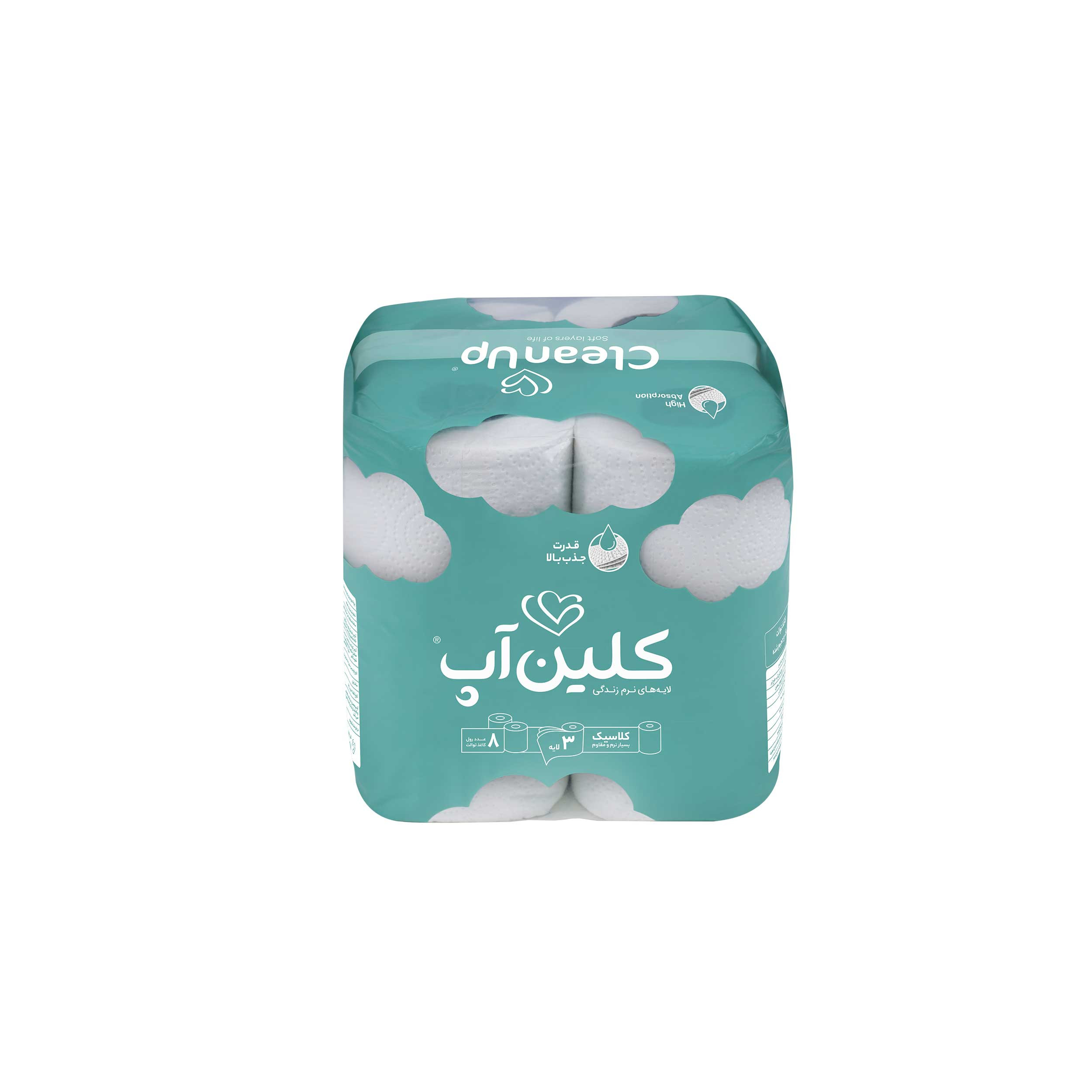 دستمال توالت کلین آپ مدل ابر بسته 8 عددی