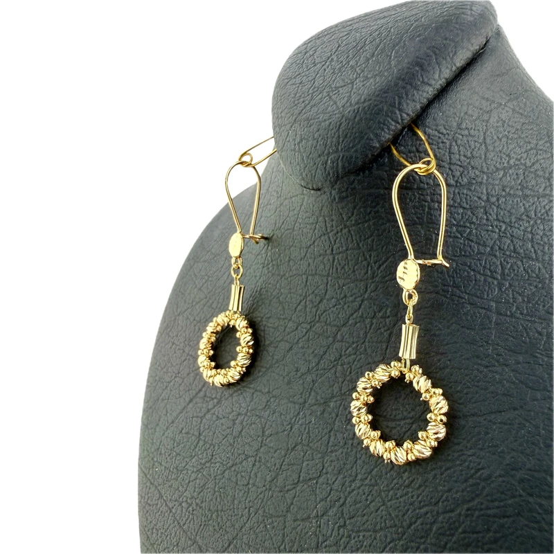 عکس شماره 4 : گوشواره آویز طلا کم اجرت 18 عیار زنانه گالری طلا و جواهر هانی مدل دوریکا