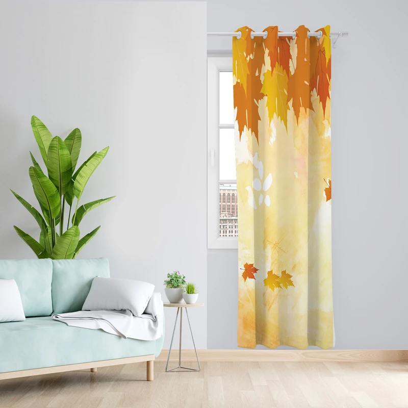 پرده طرح پاییز مدل مخمل پانچی کد 2481 z سایز 140x200 سانتی متر